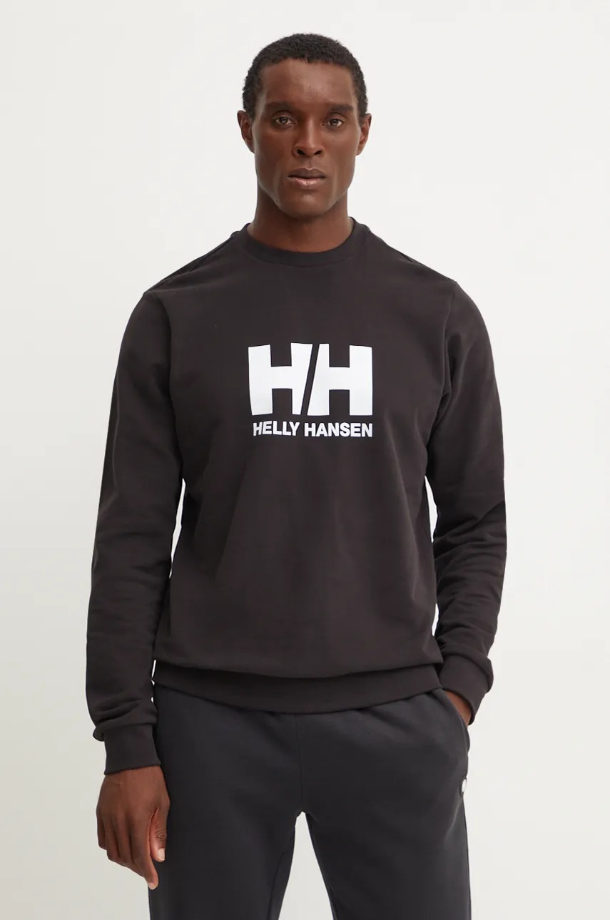 

Памучен суичър Helly Hansen HH LOGO в черно с принт 30395, Черен