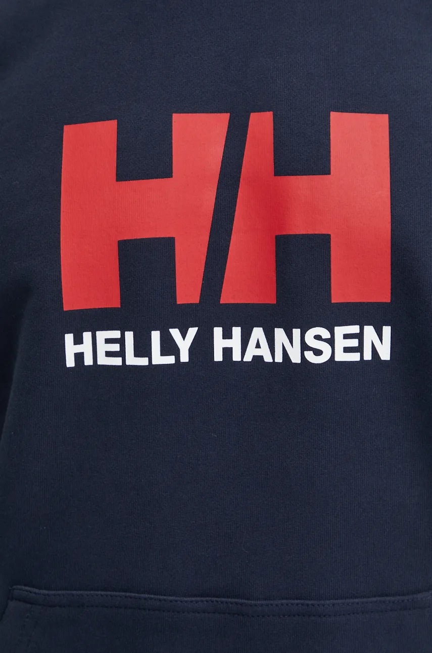 Βαμβακερή μπλούζα Helly Hansen HH LOGO χρώμα: ναυτικό μπλε, με κουκούλα, 30394 φωτογραφία