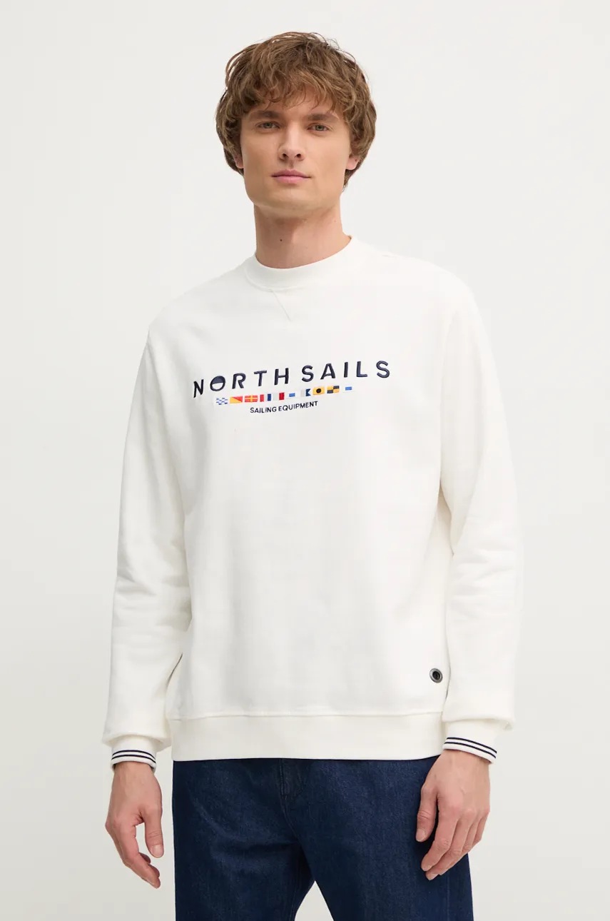 

Памучен суичър North Sails в бежово с апликация 691279, Бежов