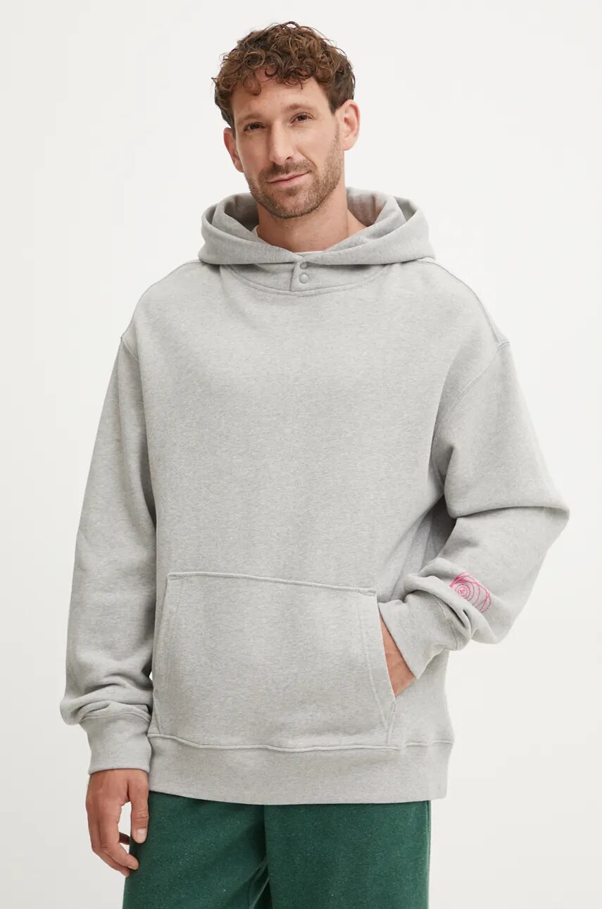 ZADIG&VOLTAIRE hanorac de bumbac barbati, culoarea gri, cu glugă, cu imprimeu, JMSS00259