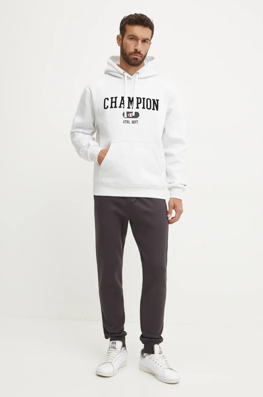 Кофта Champion мужская цвет бежевый с капюшоном с принтом 220430 Кофта Champion мужская цвет бежевый с капюшоном с принтом 220430