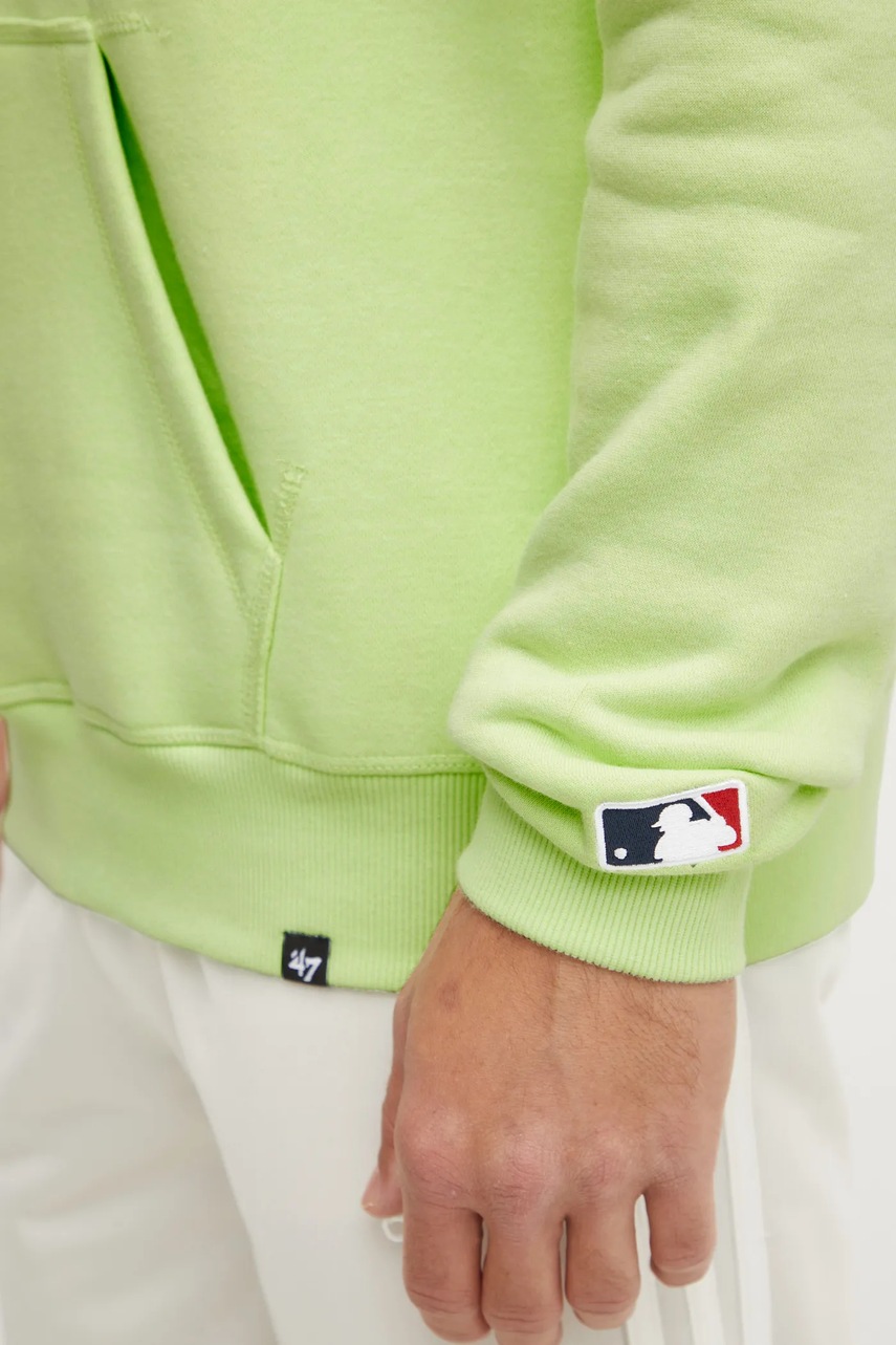 Μπλούζα 47 brand MLB New York Yankees χρώμα: πράσινο, με κουκούλα, BB017PEMBRB620352F1 φωτογραφία