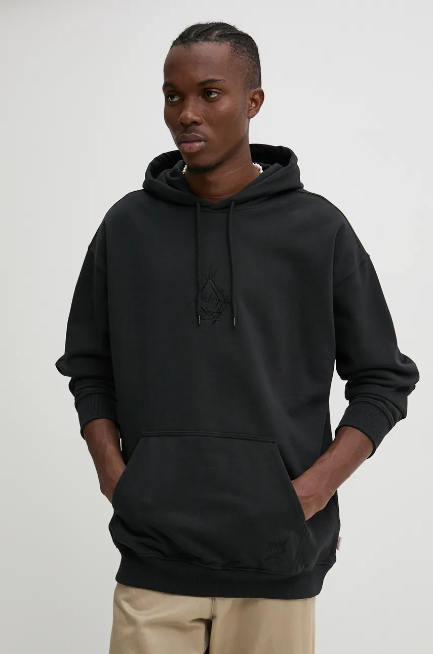 Volcom bluza barbati, culoarea negru, cu glugă, cu imprimeu, A4132414
