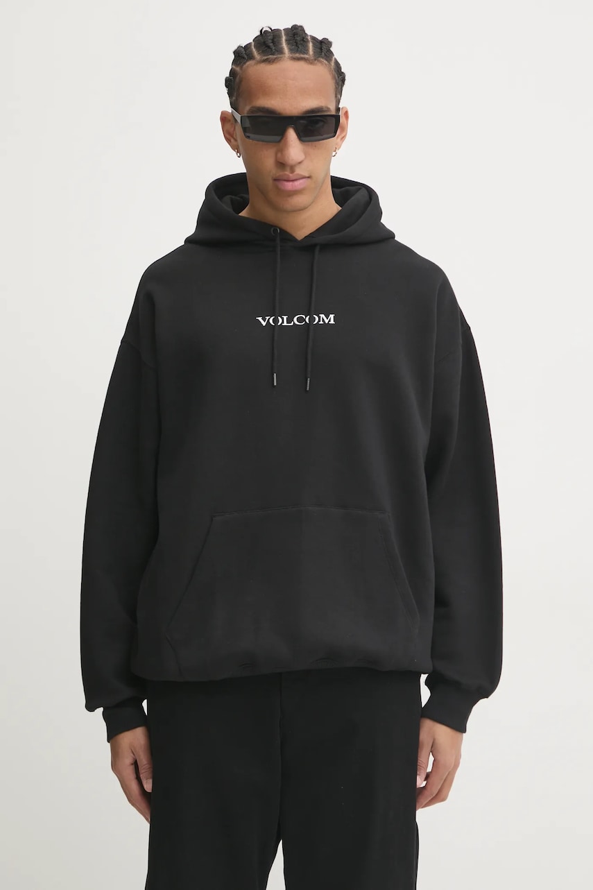 Volcom bluza barbati, culoarea negru, cu glugă, cu imprimeu, A4132419 Volcom bluza barbati, culoarea negru, cu glugă, cu imprimeu, A4132419