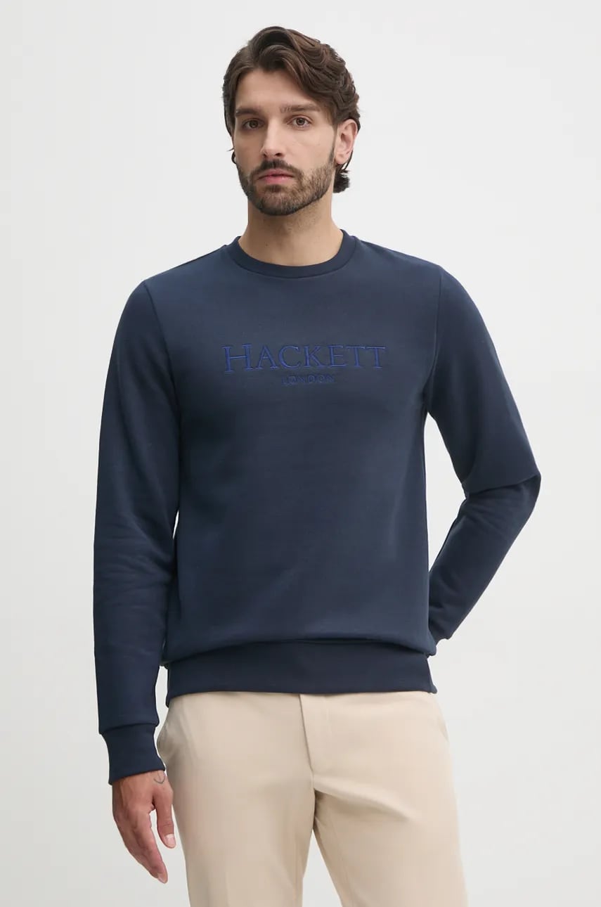 Hackett London bluza barbati, culoarea albastru marin, cu imprimeu, HM581279