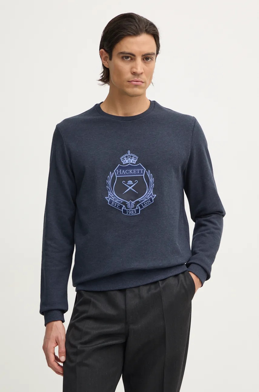 

Памучен суичър Hackett London в тъмносиньо с апликация HM581280, Тъмносин