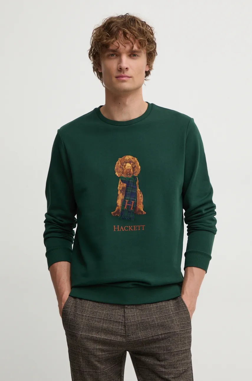 Hackett London Βαμβακερή μπλούζα Hackett London χρώμα: πράσινο, HM581285