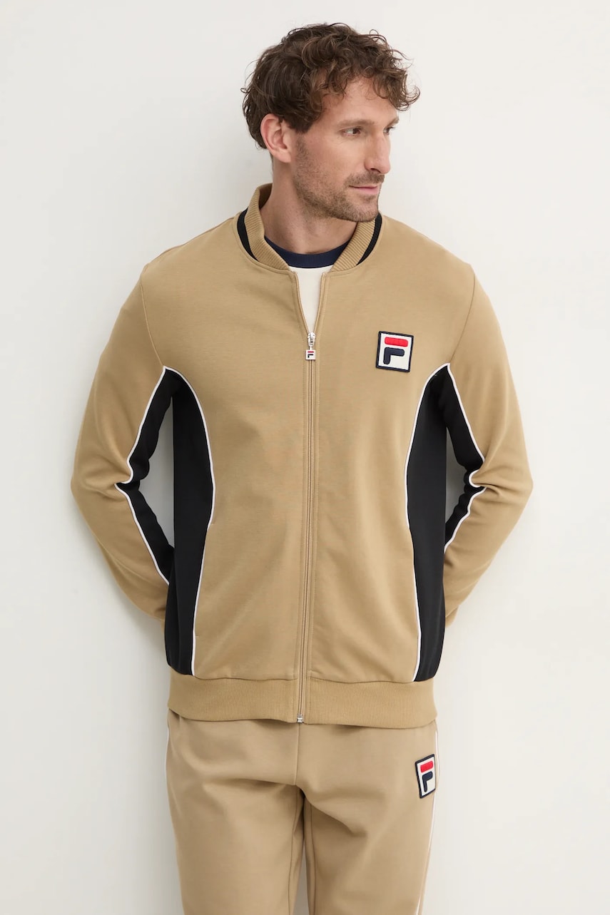 Fila bluza Settanta barbati, culoarea bej, modelator, FAM0645 Fila bluza Settanta barbati, culoarea bej, modelator, FAM0645
