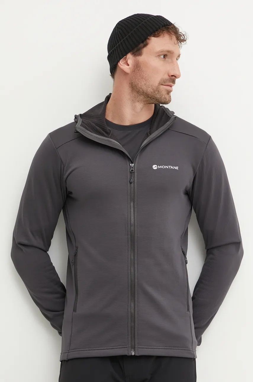 Montane hanorac Protium culoarea gri, cu glugă, neted, MPRHO17
