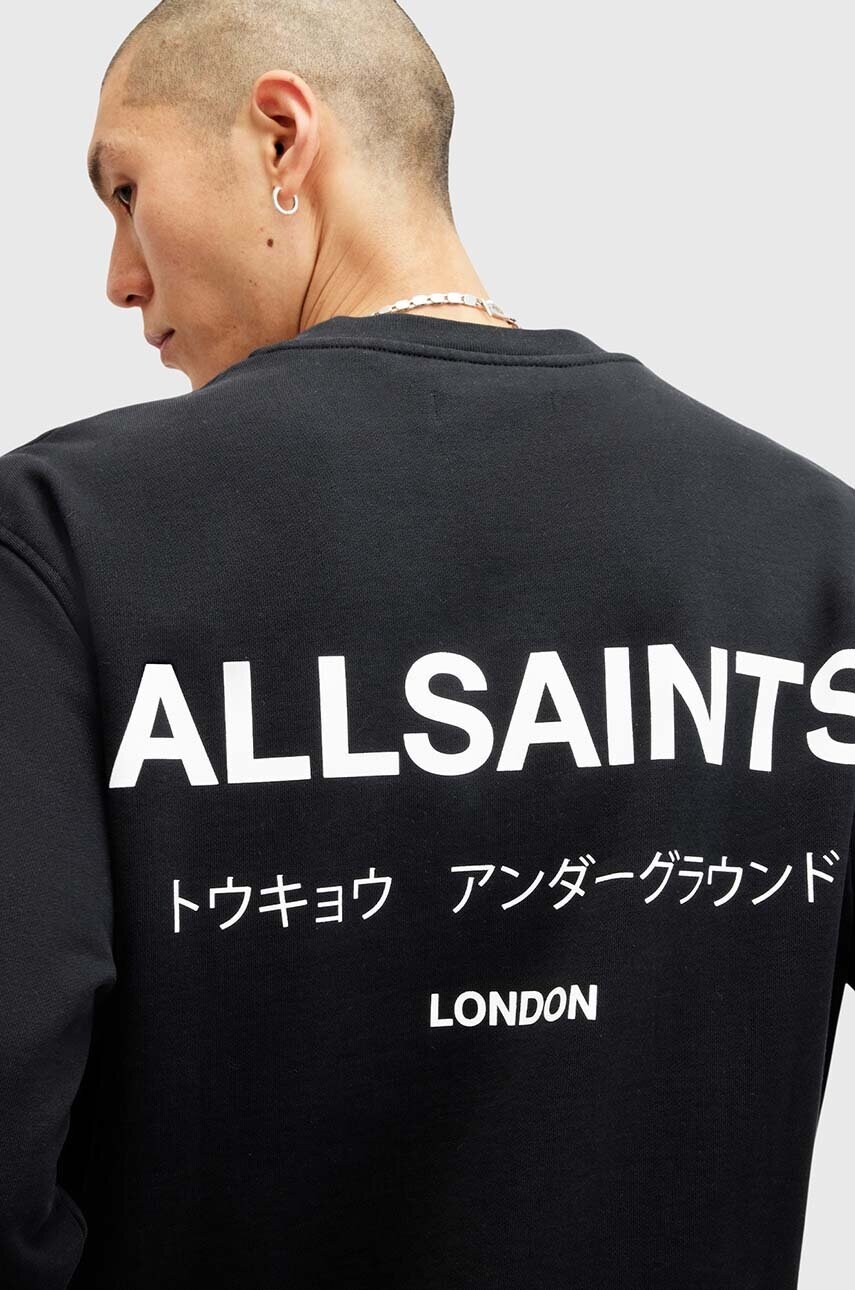 AllSaints pamut melegítőfelső UNDERGROUND fekete, férfi, nyomott mintás, M033NB termék 2. képe