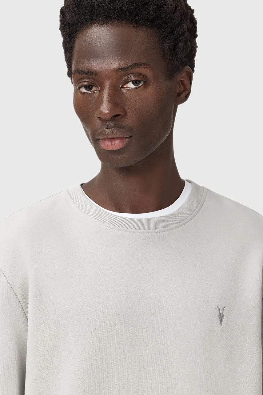 Хлопковая кофта AllSaints RAVEN CREW цвет бежевый однотонная M037NB