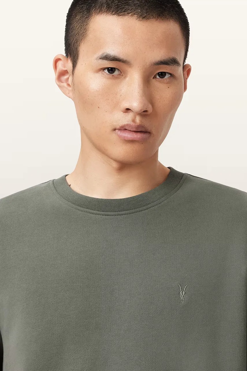 Хлопковая кофта AllSaints RAVEN CREW цвет бежевый однотонная M037NB