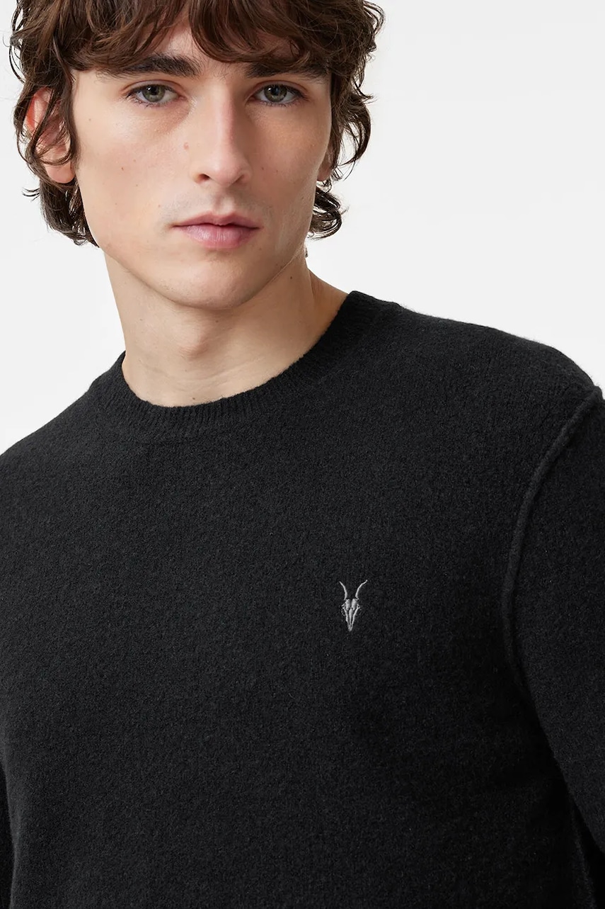 Свитер с шерстью AllSaints STATTEN цвет чёрный однотонная M039KA Свитер с шерстью AllSaints STATTEN цвет чёрный однотонная M039KA