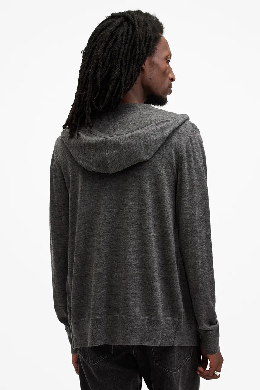 AllSaints gyapjú felső MODE MERINO ZIP HOOD szürke, melange, kapucnis, M084KB termék 2. képe