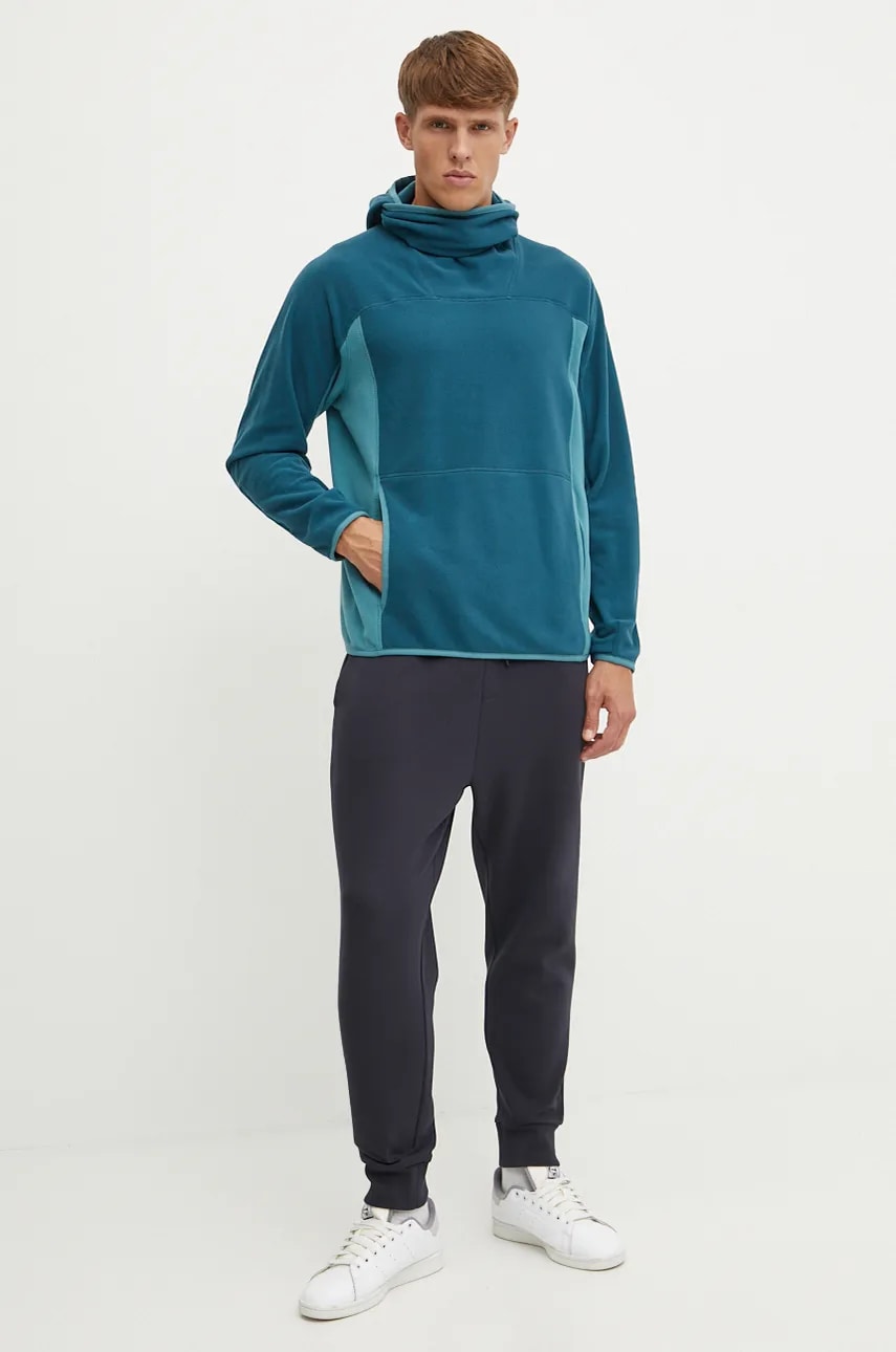 Кофта Peak Performance Treeline Fleece мужская цвет бирюзовый с капюшоном узор G79917 Кофта Peak Performance Treeline Fleece мужская цвет бирюзовый с капюшоном узор G79917