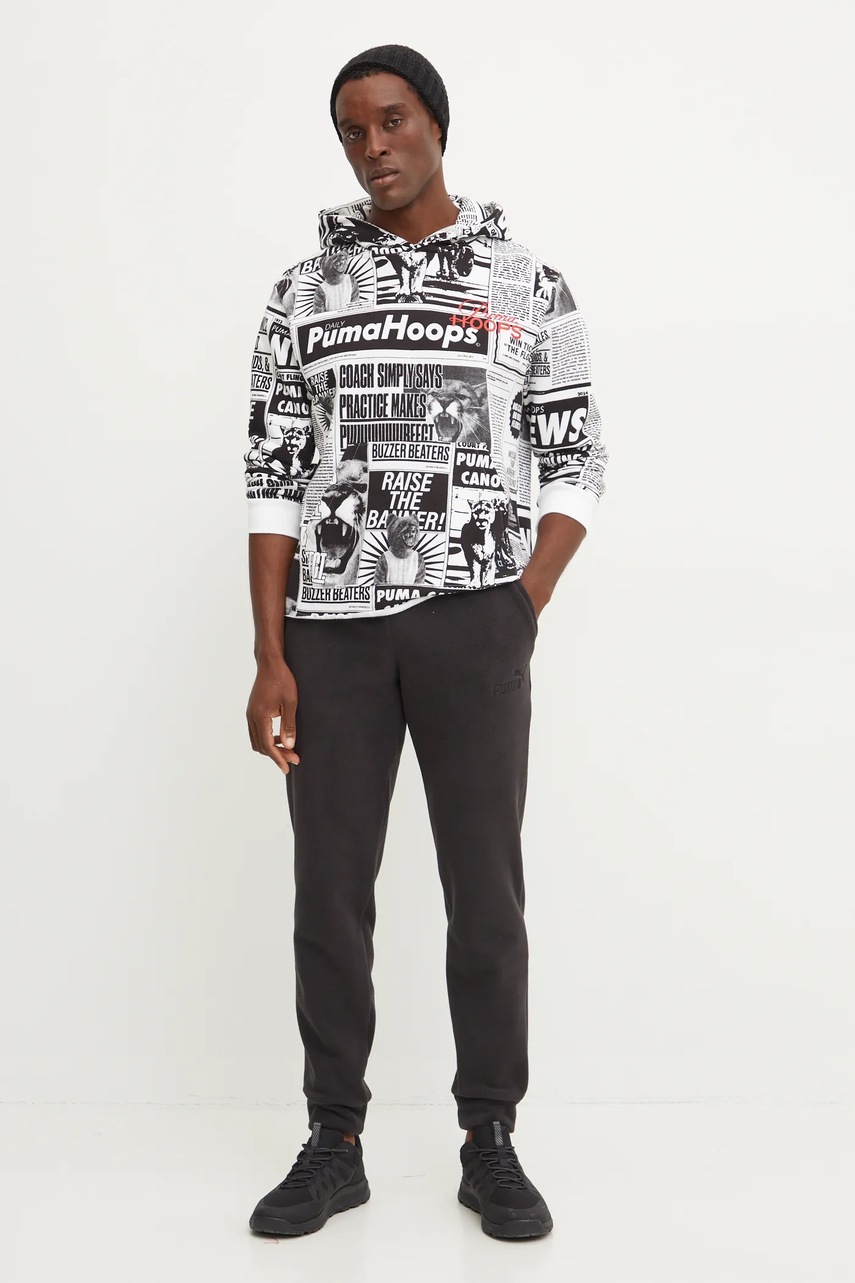 Хлопковая кофта Puma мужская цвет чёрный с капюшоном узор 627157 Хлопковая кофта Puma мужская цвет чёрный с капюшоном узор 627157