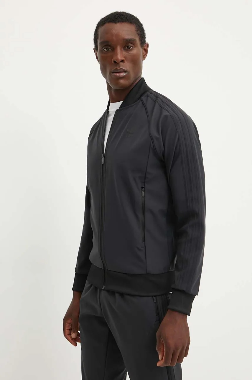 adidas Originals bluză BONDED SST TT bărbați, culoarea negru, uni, IW0998 adidas Originals bluză BONDED SST TT bărbați, culoarea negru, uni, IW0998