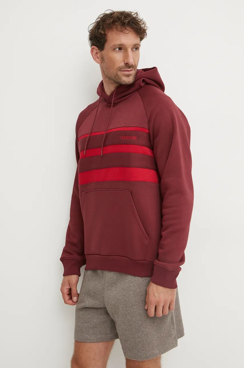 adidas Originals bluza barbati, culoarea bordo, cu glugă, modelator, IX9605