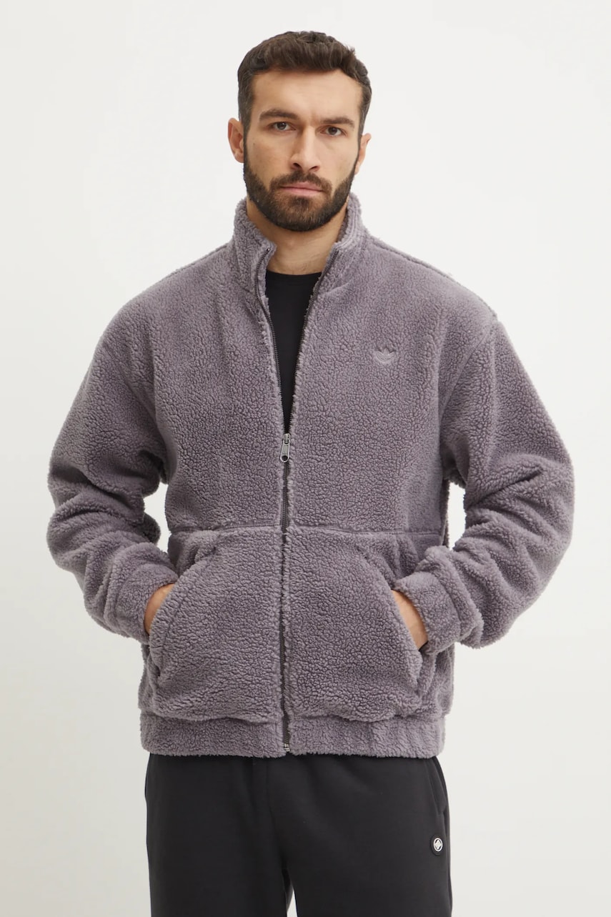 adidas Originals hanorac fleece culoarea gri, neted, IY2255 adidas Originals hanorac fleece culoarea gri, neted, IY2255