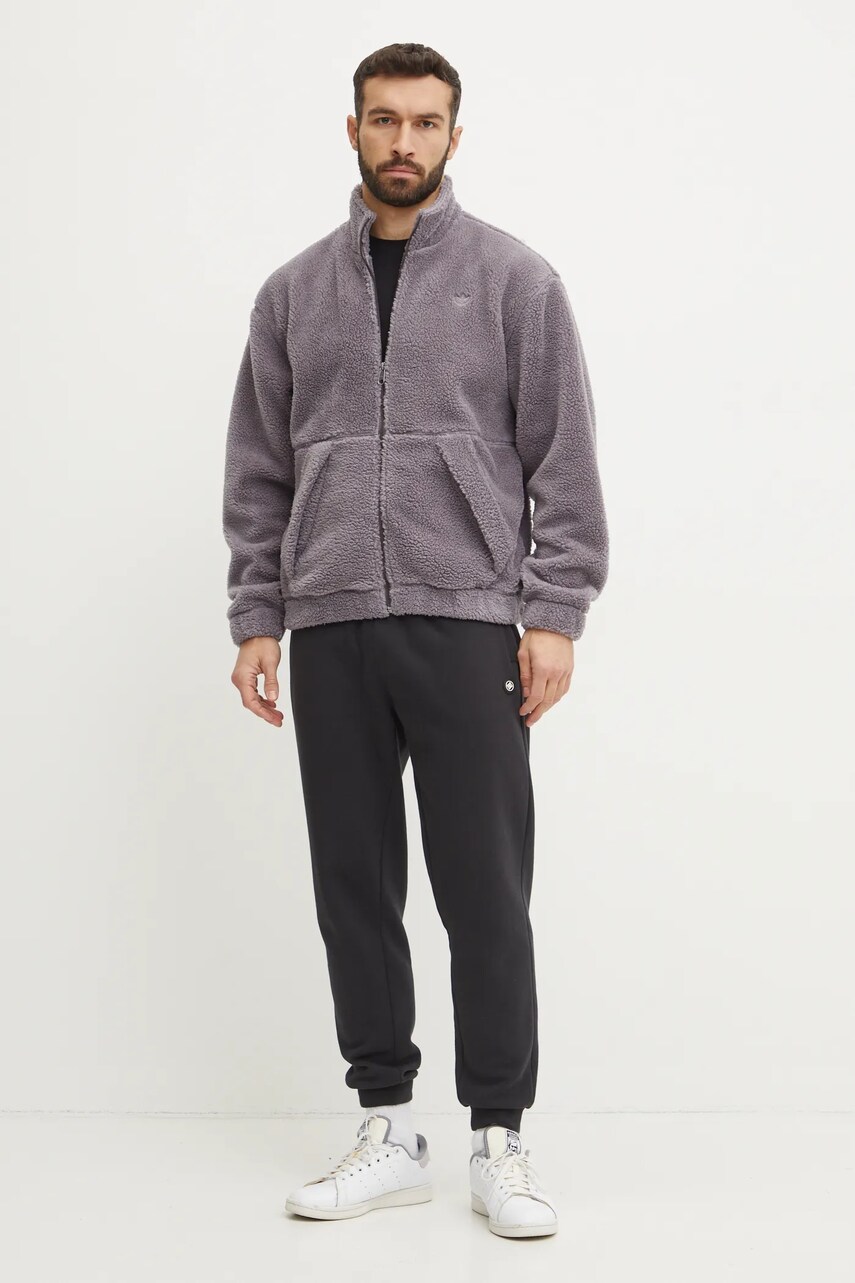 Флисовая кофта adidas Originals цвет серый однотонная IY2255 Флисовая кофта adidas Originals цвет серый однотонная IY2255