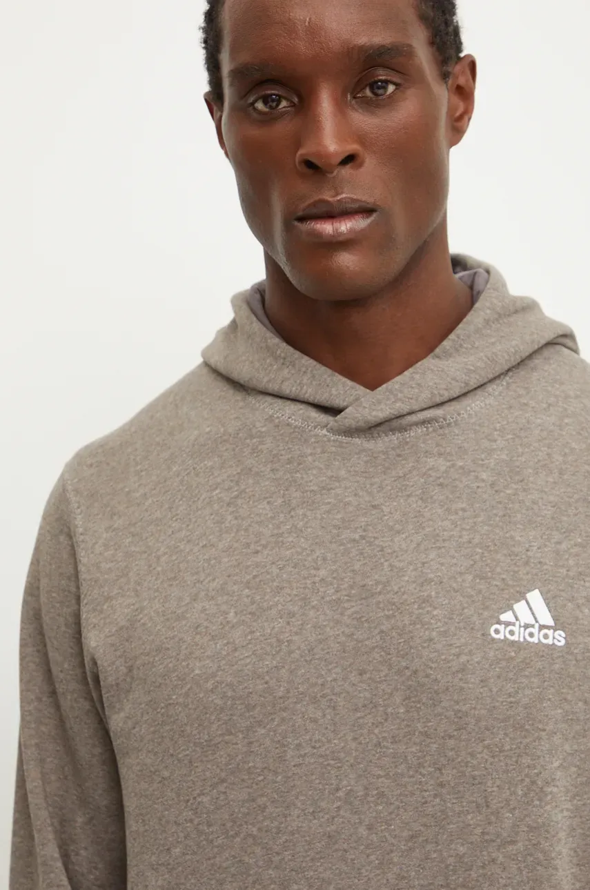 Кофта adidas мужская цвет коричневый с капюшоном меланж IY6617 Кофта adidas мужская цвет коричневый с капюшоном меланж IY6617