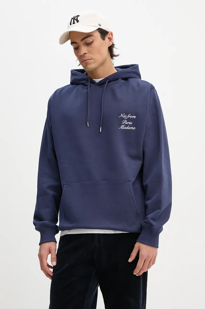 

Памучен суичър Drôle de Monsieur Le Hoodie Slogan Calligraphy в тъмносиньо с качулка с апликация E.HO168.CO127.NY Le Hoodie Slogan Calligraphy, Тъмносин