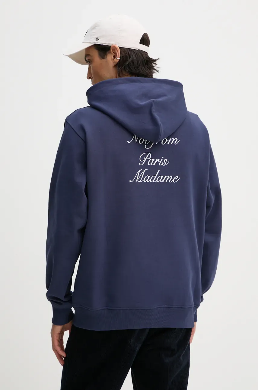 Pamučna Dukserica Drôle De Monsieur Le Hoodie Slogan Calligraphy Za Muškarce, Boja: Tamno Plava, S Kapuljačom, S Aplikacijom, E.HO168.CO127.NY Le Hood