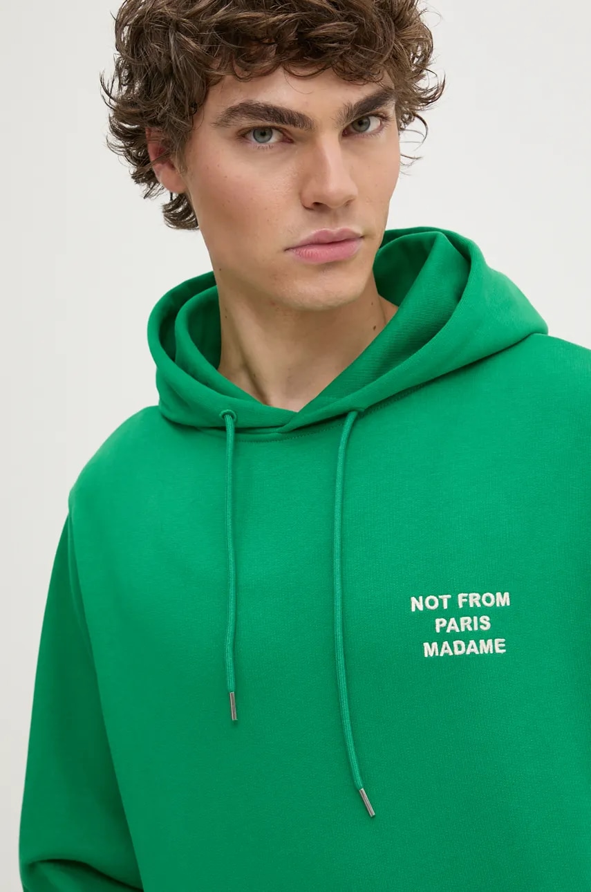 Drôle de Monsieur bluza barbati, culoarea verde, cu glugă, neted, E.HO162.CO127.GN Le Hoodie Slogan Drôle de Monsieur bluza barbati, culoarea verde, cu glugă, neted, E.HO162.CO127.GN Le Hoodie Slogan