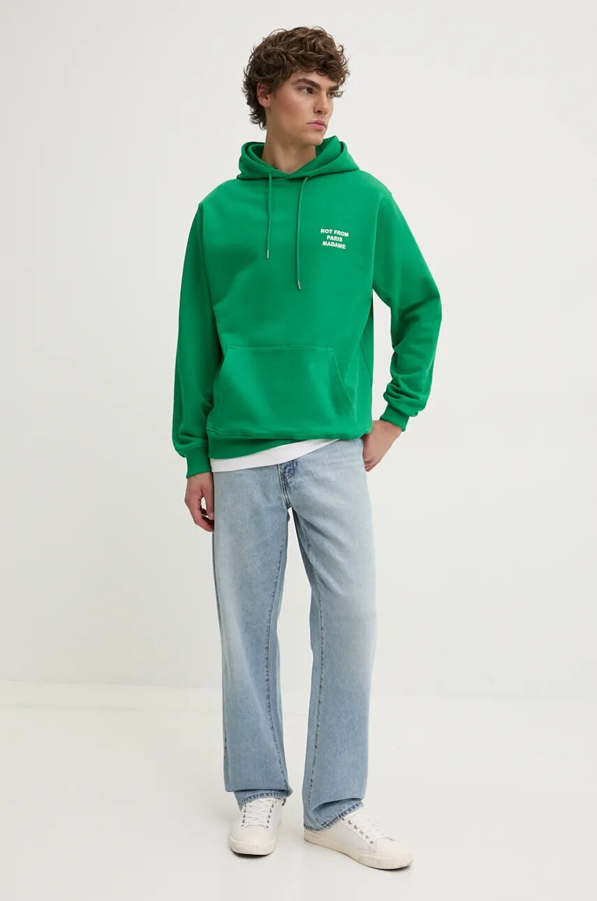 Кофта Drôle de Monsieur мужская цвет зелёный с капюшоном однотонная E.HO162.CO127.GN Le Hoodie Slogan Кофта Drôle de Monsieur мужская цвет зелёный с капюшоном однотонная E.HO162.CO127.GN Le Hoodie Slogan