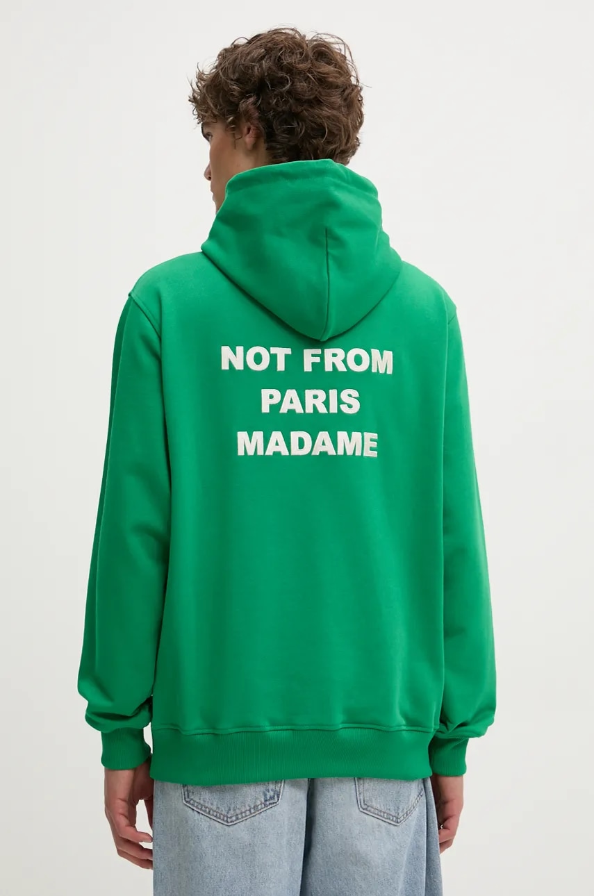 Drôle de Monsieur bluza barbati, culoarea verde, cu glugă, neted, E.HO162.CO127.GN Le Hoodie Slogan