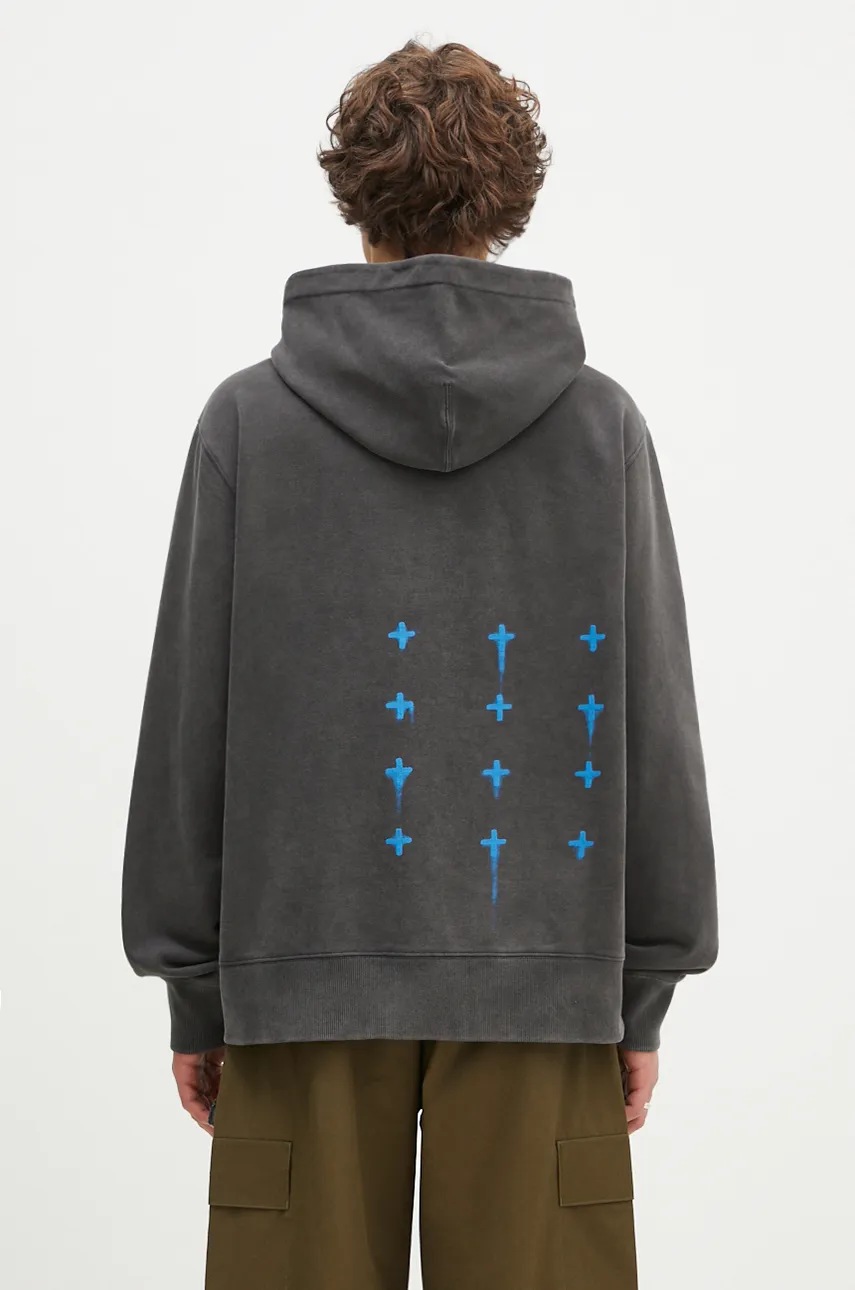 KSUBI pamut melegítőfelső Graff Rose Kash Hoodie szürke, férfi, nyomott mintás, kapucnis, MPF24FL010 termék 2. képe