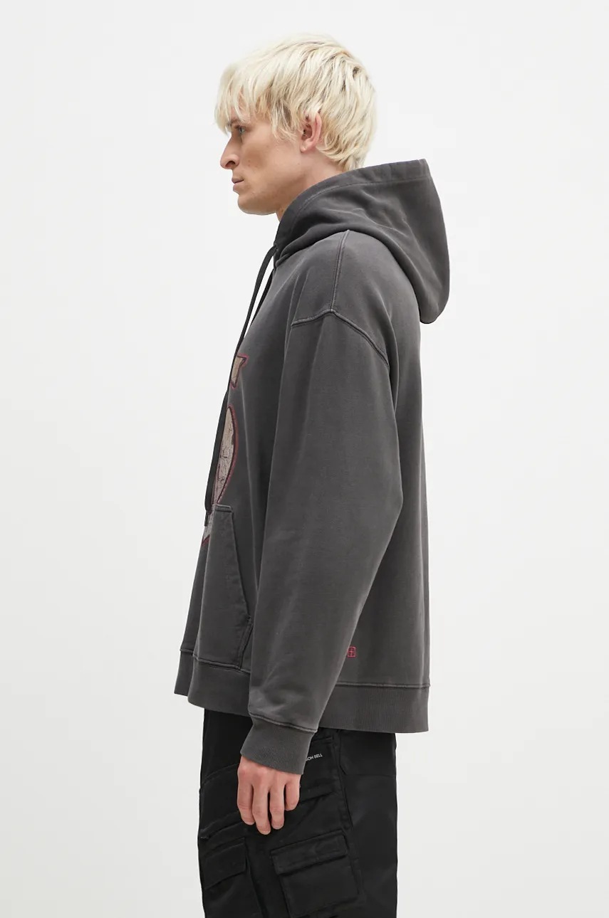Βαμβακερή μπλούζα KSUBI Dug Out Biggie Hoodie χρώμα: γκρι, με κουκούλα, MFA24FL017 φωτογραφία