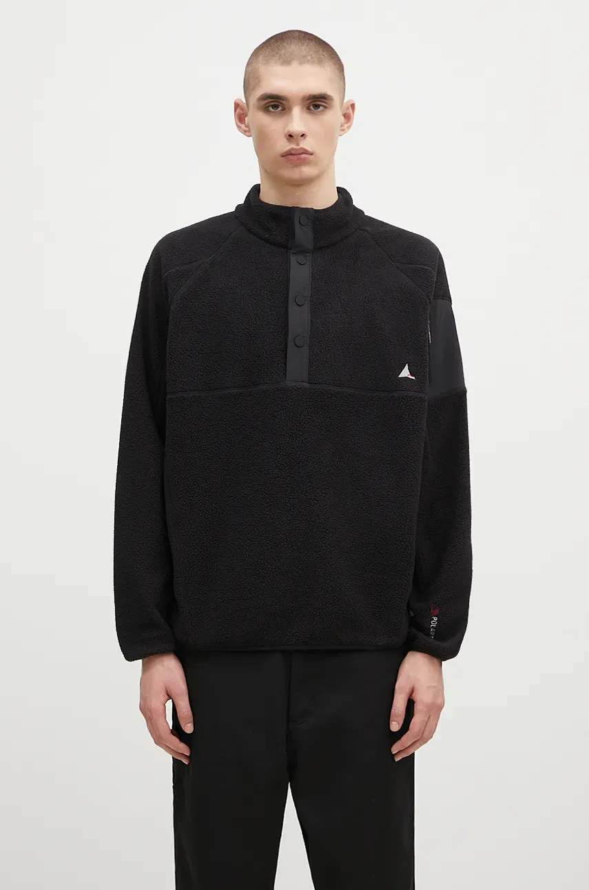 ROA hanorac fleece Polartec Fleece Button Up culoarea negru, uni, RBMW0245FA191