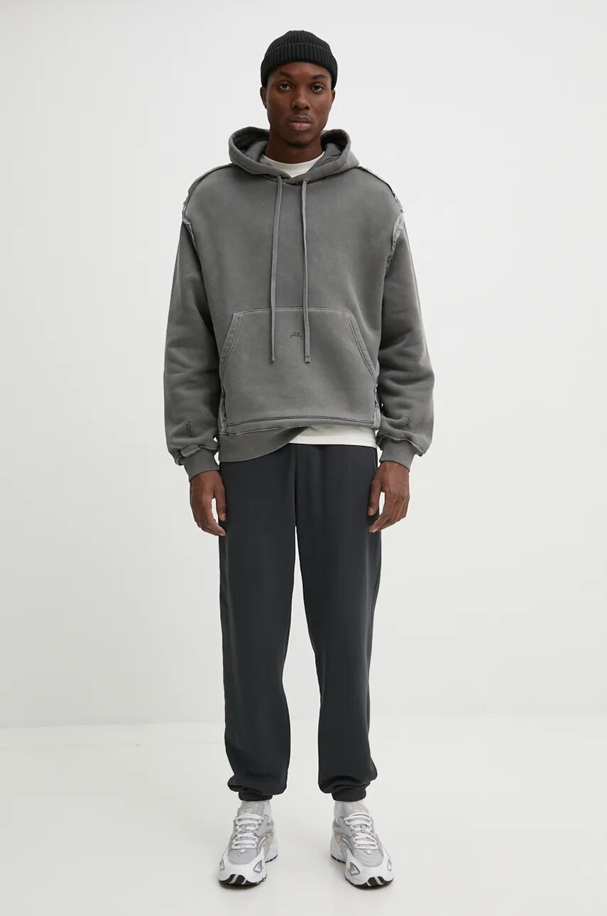 Хлопковая кофта A-COLD-WALL* Facade Hoodie мужская цвет серый с капюшоном однотонная ACWMW200 Хлопковая кофта A-COLD-WALL* Facade Hoodie мужская цвет серый с капюшоном однотонная ACWMW200