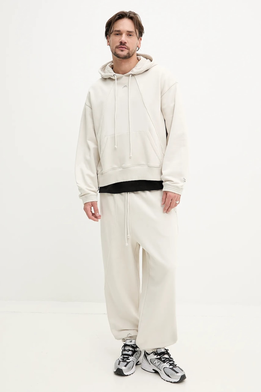 Хлопковая кофта A-COLD-WALL* Millbank Hoodie мужская цвет бежевый с капюшоном однотонная ACWMW197 Хлопковая кофта A-COLD-WALL* Millbank Hoodie мужская цвет бежевый с капюшоном однотонная ACWMW197