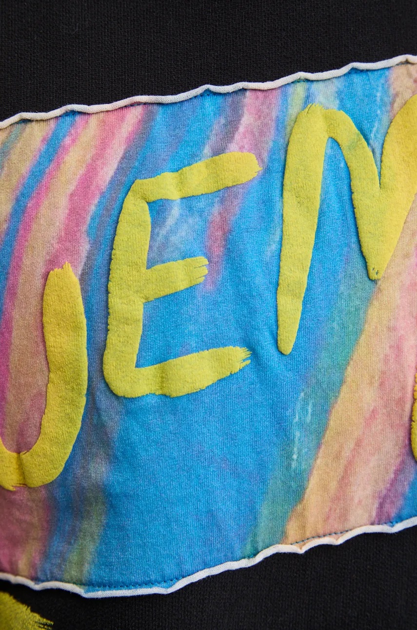 Βαμβακερή μπλούζα BLUEMARBLE χρώμα: μαύρο, με κουκούλα, HO01.FL05B24 φωτογραφία