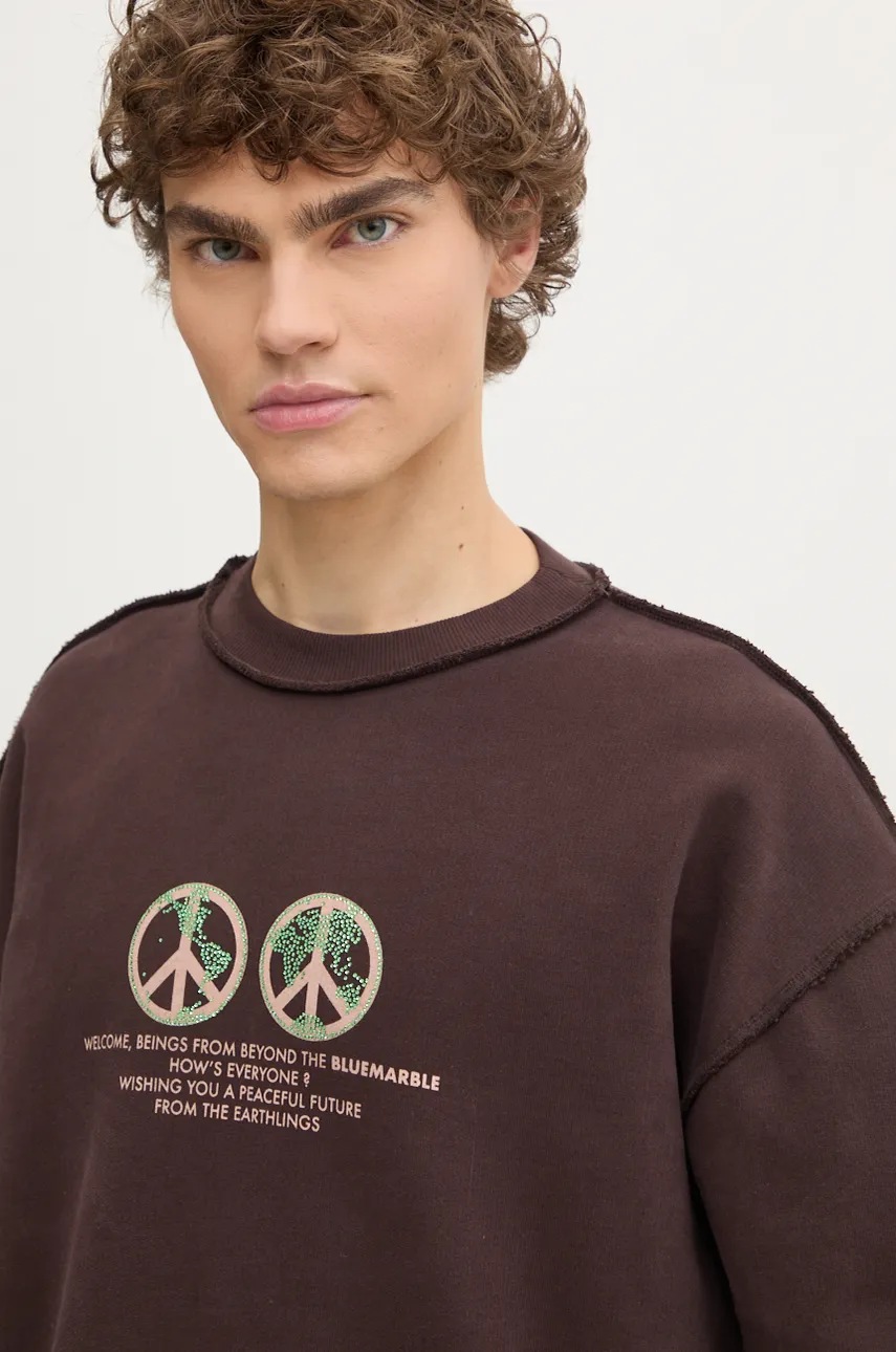 Μπλούζα BLUEMARBLE χρώμα: καφέ, SW01.FL05B24 φωτογραφία