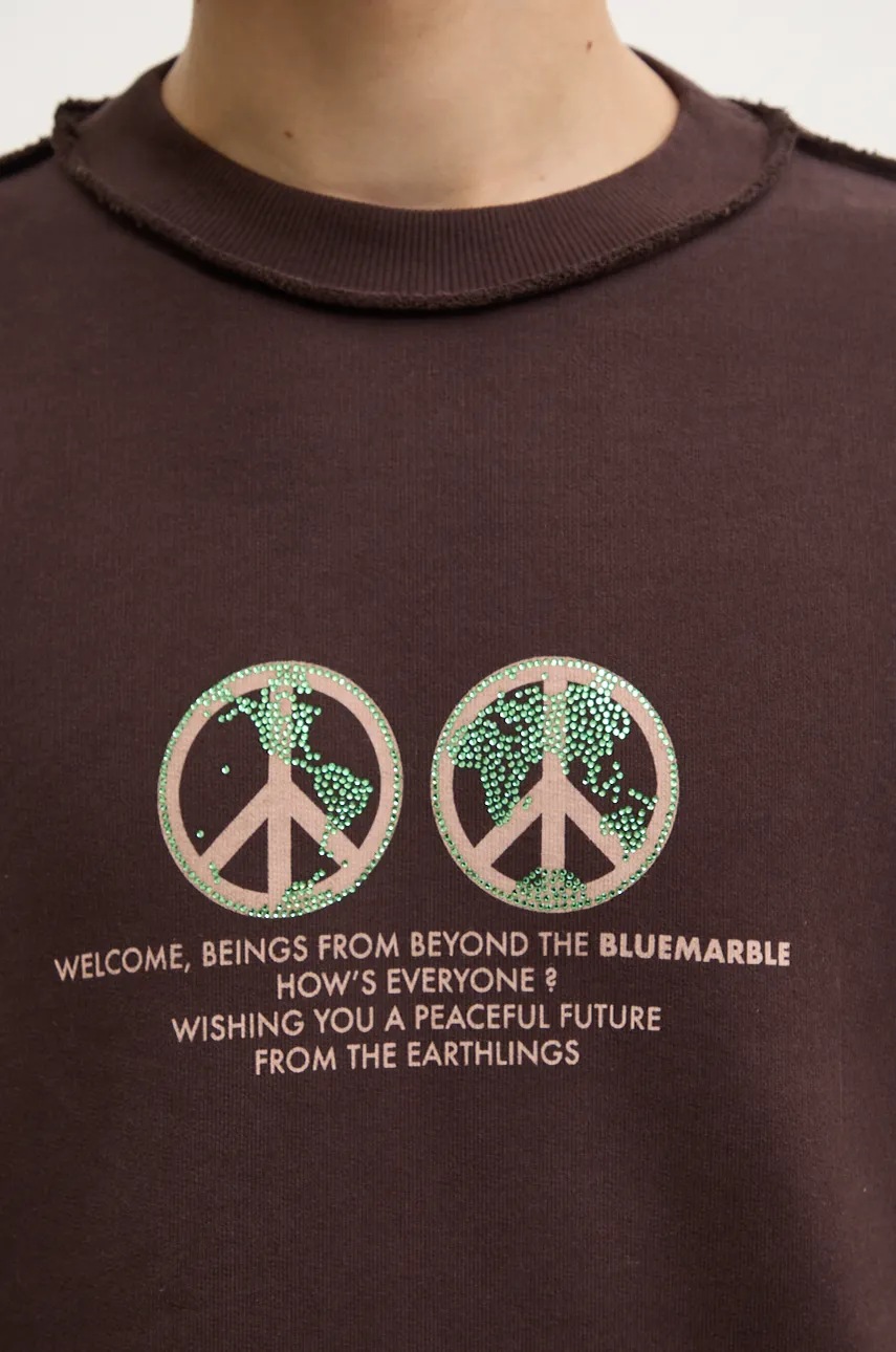 Μπλούζα BLUEMARBLE χρώμα: καφέ, SW01.FL05B24 φωτογραφία