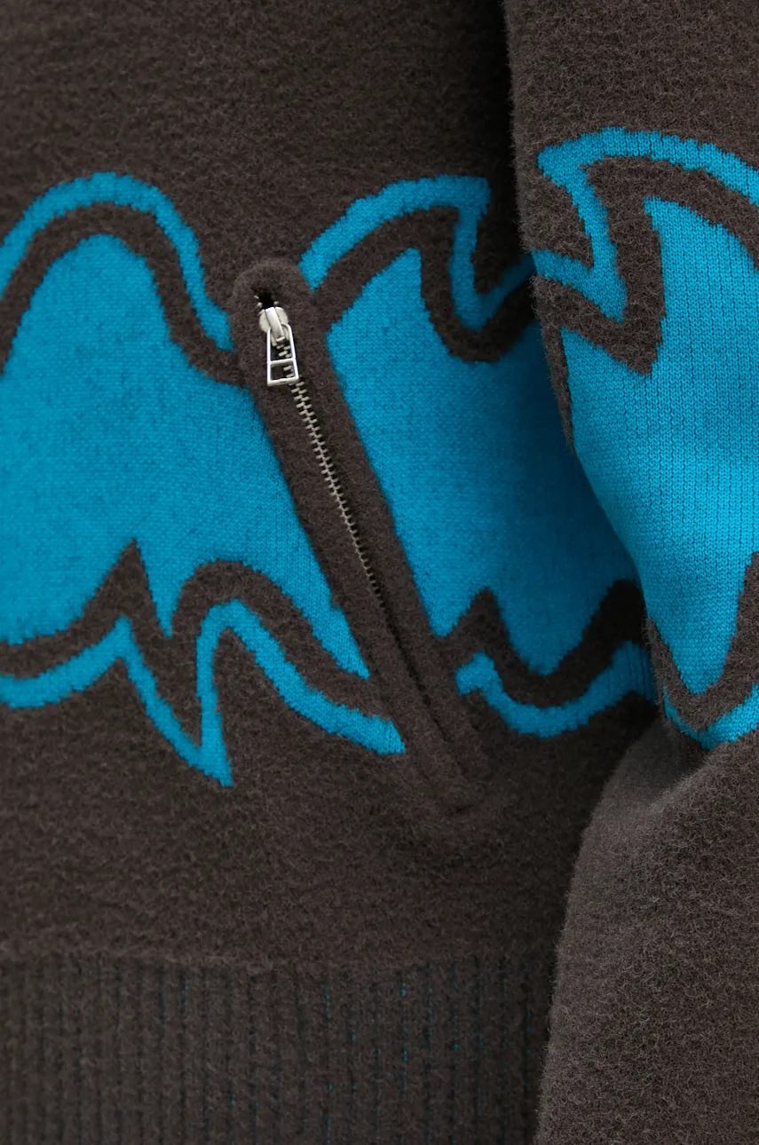 Πλεκτή ζακέτα BLUEMARBLE χρώμα: καφέ, SW37.KN18B24 φωτογραφία