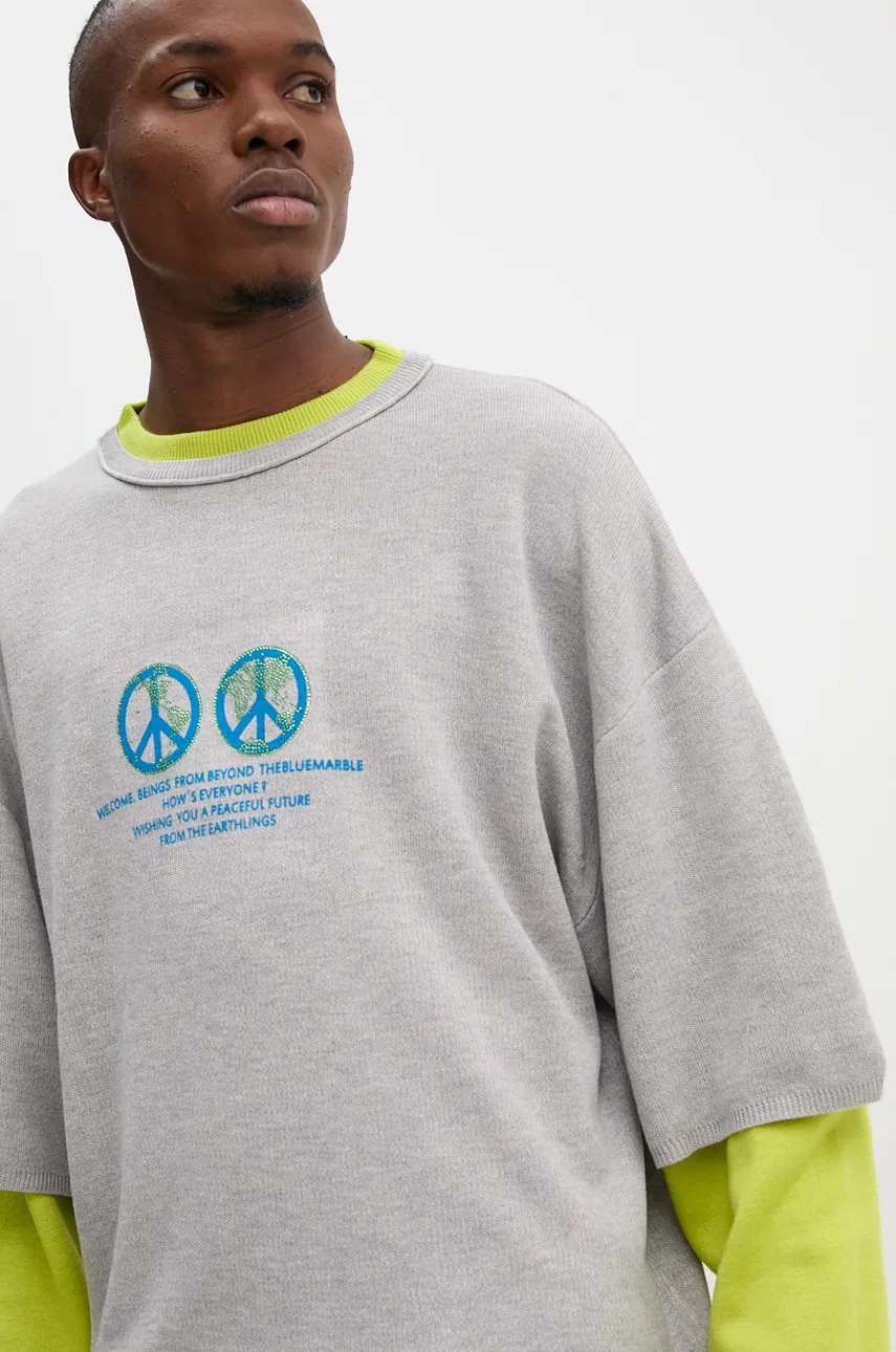 Μάλλινο πουλόβερ BLUEMARBLE ανδρικό, χρώμα: γκρι, SW38.KN25B24 φωτογραφία