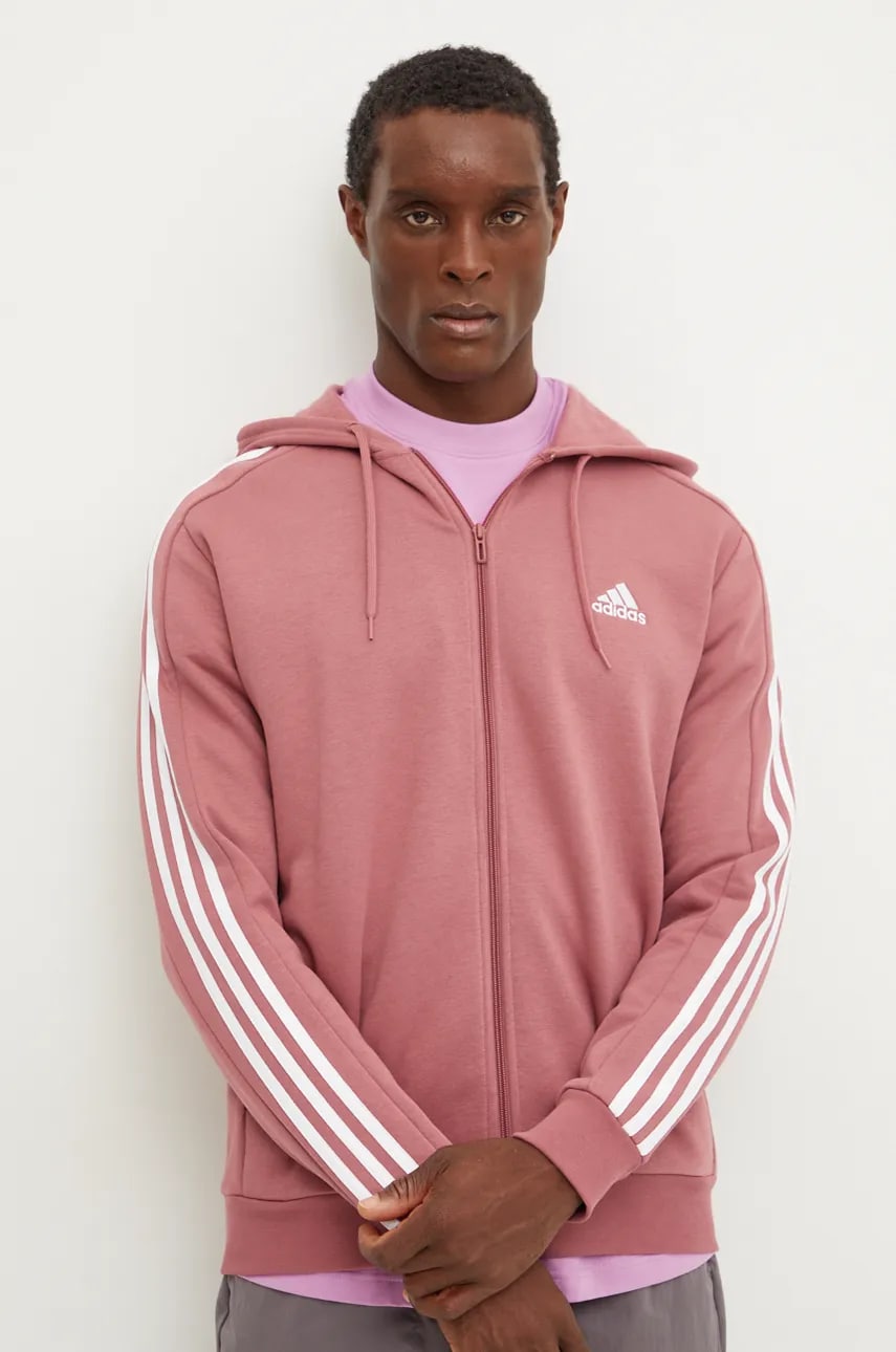 adidas bluza Essentials barbati, culoarea roz, cu glugă, modelator, IX0166 adidas bluza Essentials barbati, culoarea roz, cu glugă, modelator, IX0166