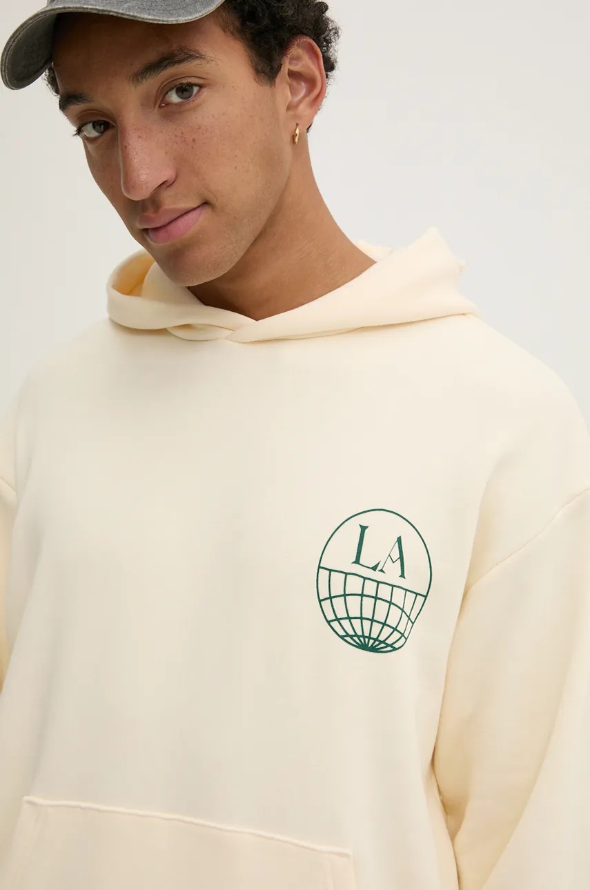 Βαμβακερή μπλούζα adidas Originals χρώμα: μπεζ, με κουκούλα, JJ4038 φωτογραφία