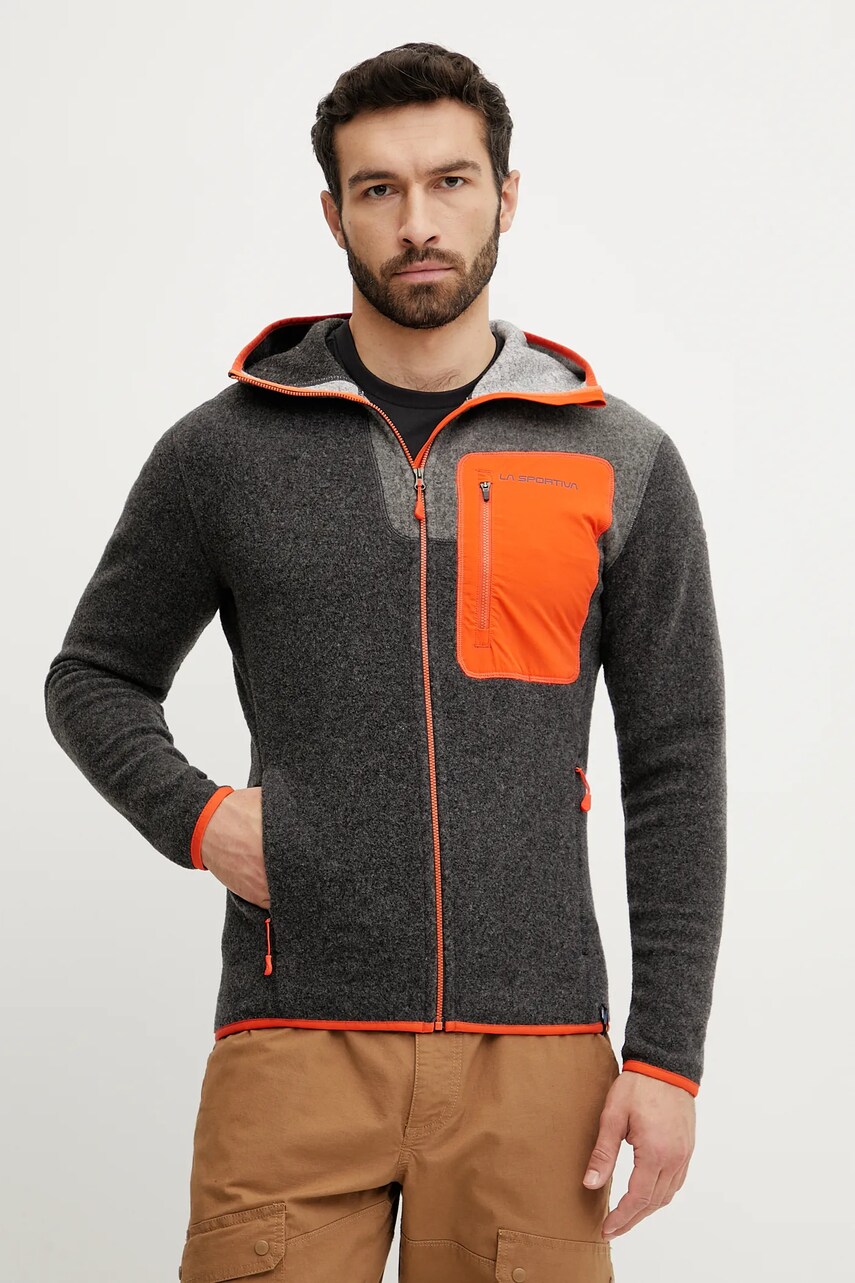 LA Sportiva hanorac Agon culoarea gri, cu glugă, melanj, N89900322