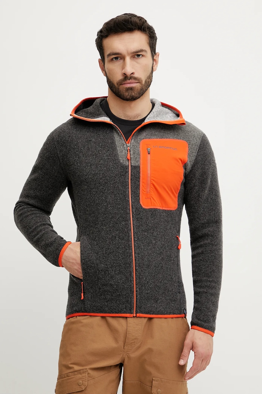 LA Sportiva hanorac Agon culoarea gri, cu glugă, melanj, N89900322