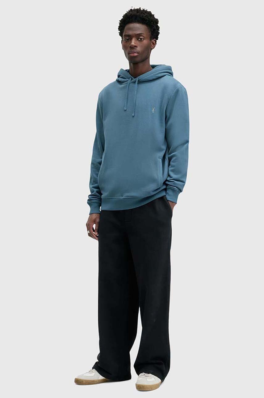 Бавовняна кофта AllSaints RAVEN OTH HOODY чоловіча з капюшоном однотонна M003NZ 