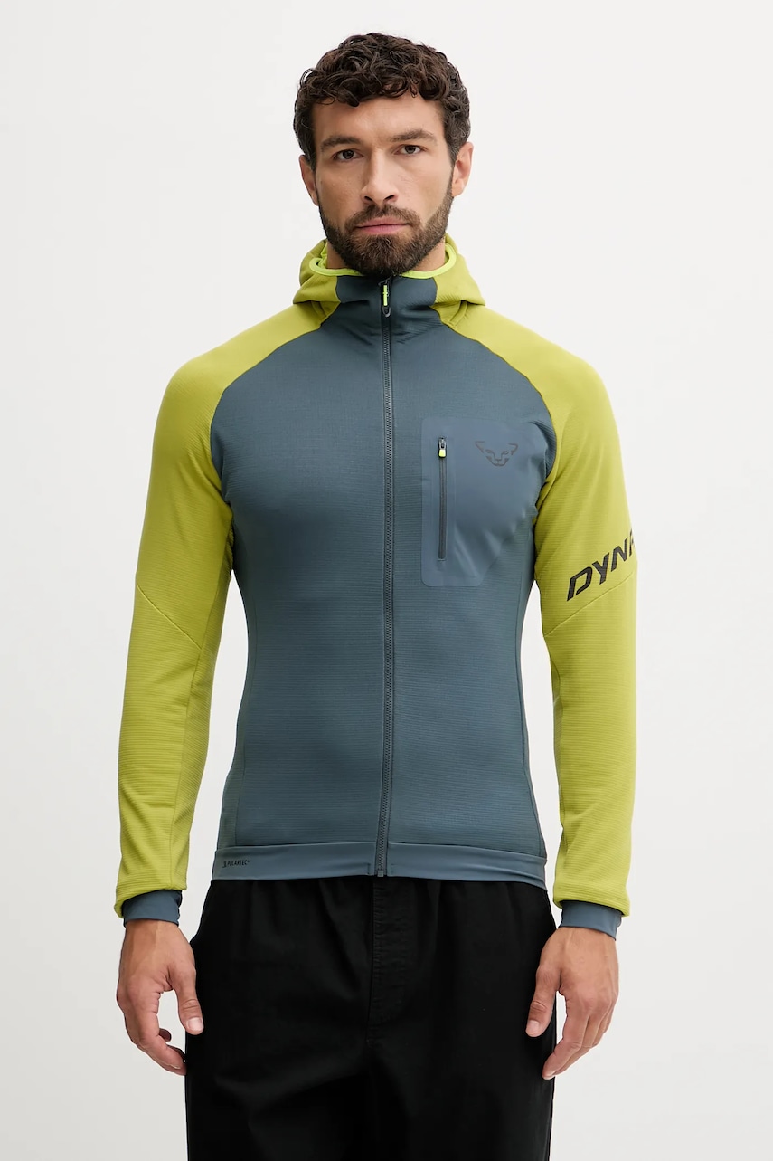 Levně Sportovní mikina Dynafit Radical Polartec zelená barva, s kapucí, vzorovaná, 08.0000071122