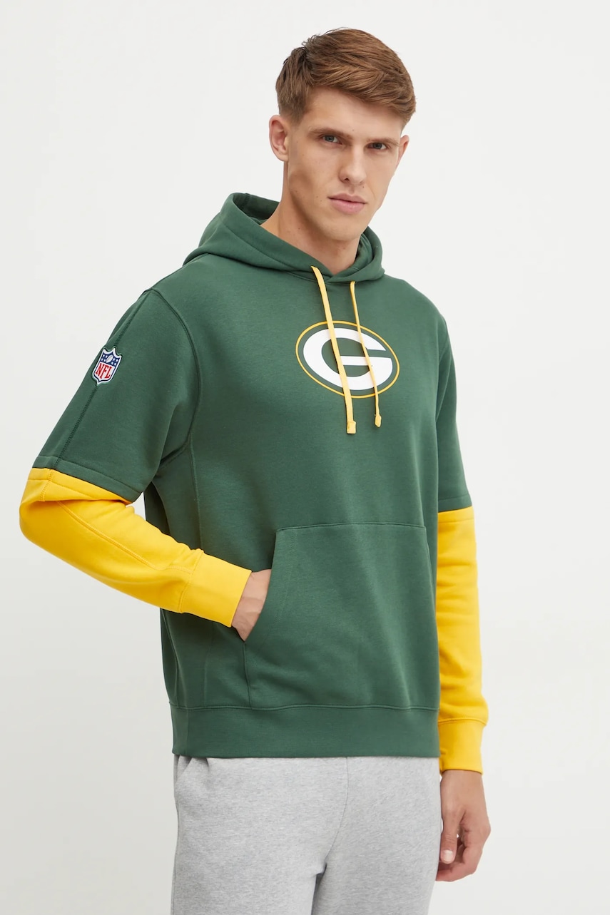 Nike bluza Green Bay Packers barbati, culoarea verde, cu glugă, modelator, 02F2-063K-7T-87G