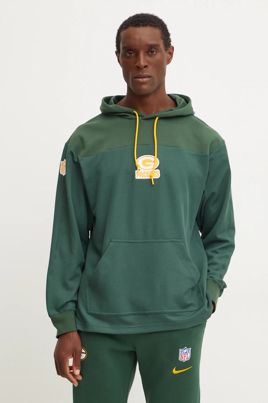 Nike hanorac din amestec de lana Green Bay Packers culoarea verde, cu glugă, cu imprimeu, 02FI-3EE-7T-L98 Nike hanorac din amestec de lana Green Bay Packers culoarea verde, cu glugă, cu imprimeu, 02FI-3EE-7T-L98
