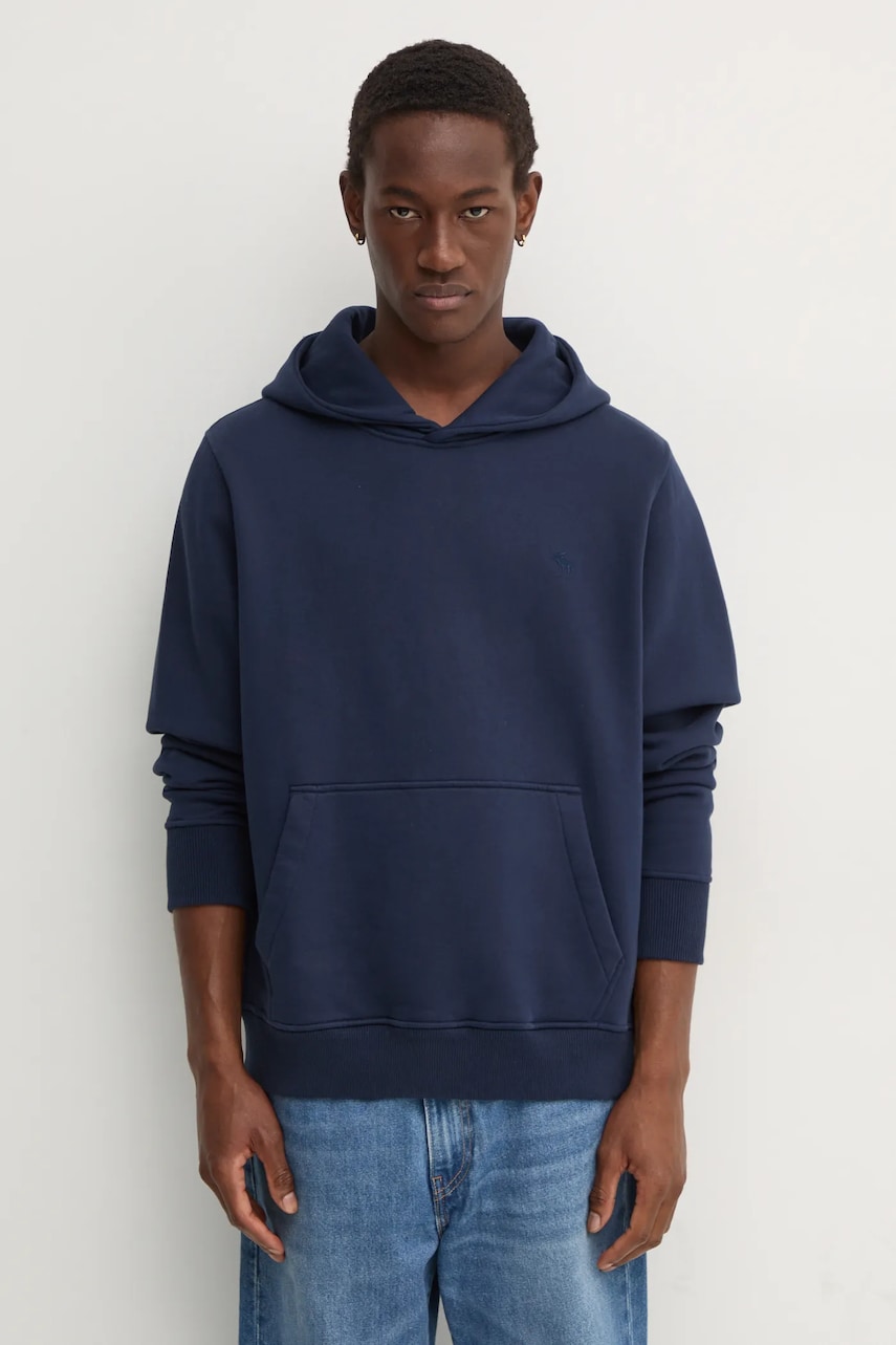 Abercrombie & Fitch bluza barbati, culoarea albastru marin, cu glugă, neted, KI122-4273 Abercrombie & Fitch bluza barbati, culoarea albastru marin, cu glugă, neted, KI122-4273