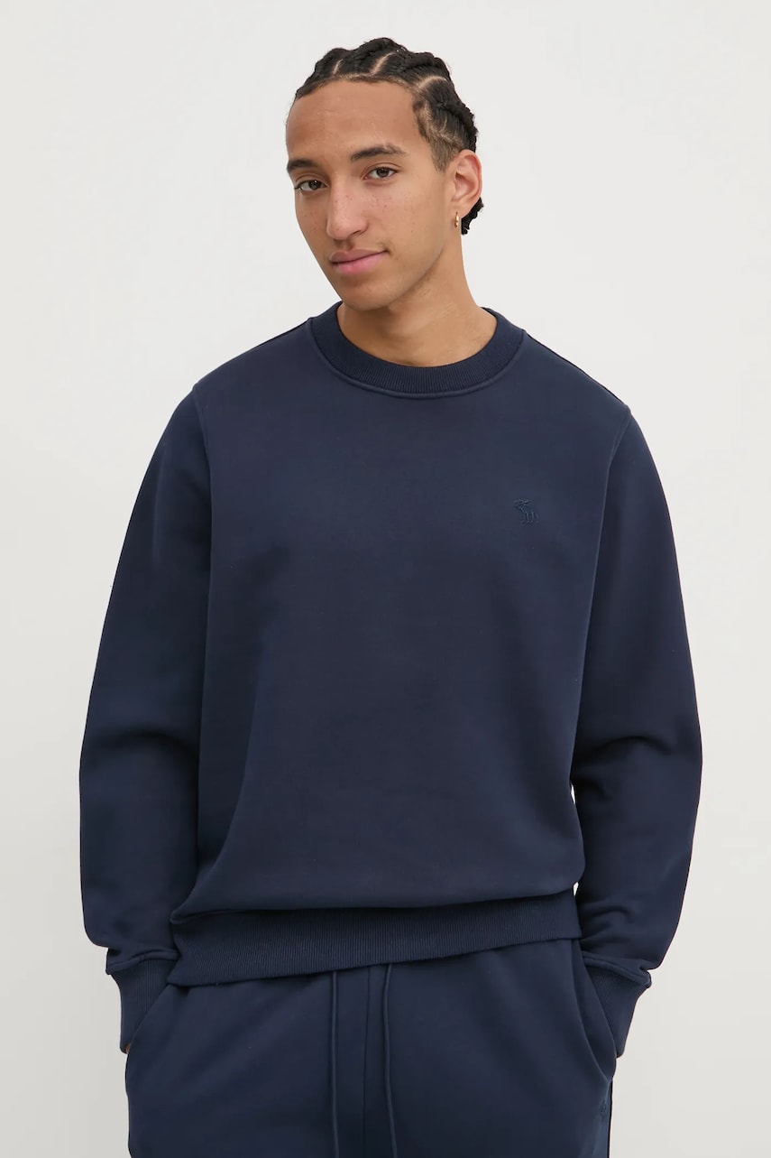 Abercrombie & Fitch bluza barbati, culoarea albastru marin, neted, KI122-4274 Abercrombie & Fitch bluza barbati, culoarea albastru marin, neted, KI122-4274